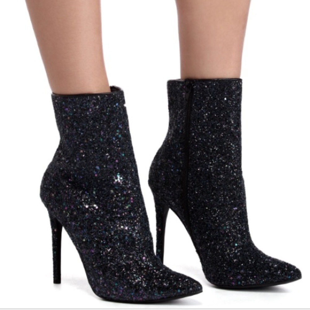 Blue Iridescent Glitter Booties